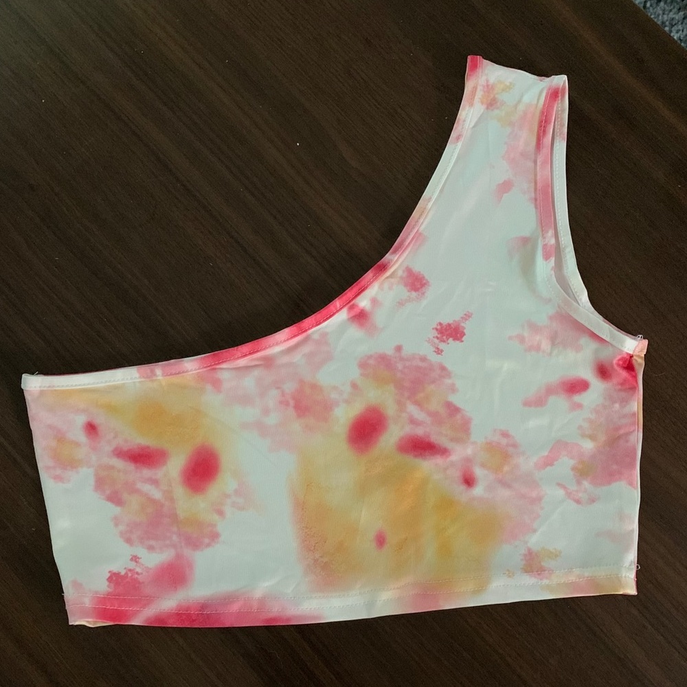 Satin one shoulder crop top